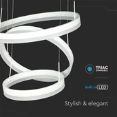 86W LED Dimmable Soft Light Chandelier, 3000K, Round White body