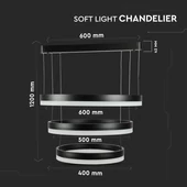 86W LED Dimmable Soft Light Chandelier, 3000K, Round Black body