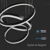 86W LED Dimmable Soft Light Chandelier, 3000K, Round Black body