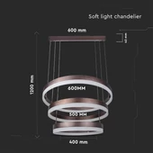 86W LED Dimmable Soft Light Chandelier, 3000K, Round Coffee Brown body