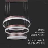 86W LED Dimmable Soft Light Chandelier, 3000K, Round Coffee Brown body