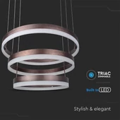 86W LED Dimmable Soft Light Chandelier, 3000K, Round Coffee Brown body