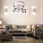 86W LED Dimmable Soft Light Chandelier, 3000K, Round Coffee Brown body