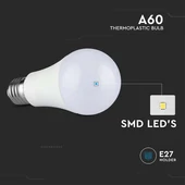 V-TAC 8.5W E27 természetes fehér A60 LED égő, 95 Lm/W - SKU 217261