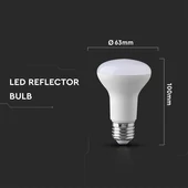 V-TAC 8.5W E27 természetes fehér R63 LED égő - SKU 23898