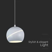 V-TAC 8.5W gömbcsillár díszcsíkkal, 120°, fehér házzal, meleg fehér, 100 Lm/W - SKU 7999