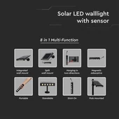 8in1 LED solar lamp with motion sensor, 6000K