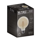 V-TAC 8W borostyán E27 dimmelhető filament G125 LED égő, 2200K - SKU 217155