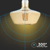 V-TAC 8W borostyán E27 meleg fehér filament LED égő - SKU 2790