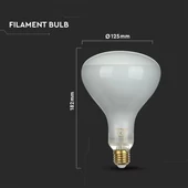 LED Bulb - 8W Straight Filament E27 R125 Dimmable 6500K