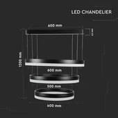 92W Soft Light Chandelier Dimmable Black 3000K