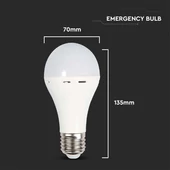 LED Bulb - 9W E27 A70 LED bulb with emergency battery, 4000K