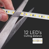 V-TAC 230V AC LED szalag IP65 SMD 2835 chip 120 db/m piros színű, 50m/tekercs - SKU 23730