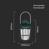 V-TAC akkumulátoros kempinglámpa, 3W SMD és 2W, állítható színhőmérséklettel - SKU 23337