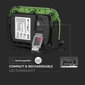 10W LED Floodlight Rechargeable SAMSUNG CHIP USB + SOS Function IP44 4000