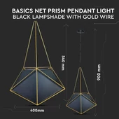 Pendant Light Basics Net Prism Black Lampshade 400*540mm