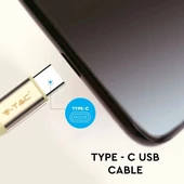 V-TAC arany, USB - Type-C 1m hálózati kábel - SKU 8499