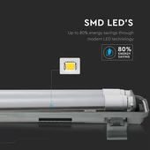 V-TAC armatúra 2 db LED fénycsővel 120cm 36W IP65 természetes fehér - SKU 6387
