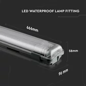 V-TAC armatúra 2 db LED fénycsővel 60cm 20W IP65 hideg fehér - SKU 6466