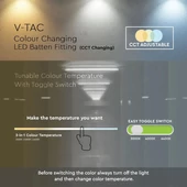 VT-8-55 50W LED BATTEN FITTING-150CM SAMSUNG CHIP CCT:3IN1(6000LM)