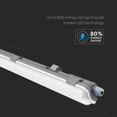 V-TAC armatúra LED fénycsővel 120cm 18W IP65 természetes fehér - SKU 6459