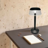 V-TAC asztali akkus lámpa, fekete házzal, akril búrával, CCT, 130x285mm - SKU 23685