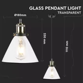 Vintage Glass Pendant Light Transparent ф180