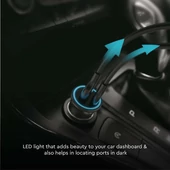 V-TAC autós szivargyújtós gyorstöltő, Power Delivery, USB és Type-C csatlakozóval - SKU 7744