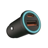 V-TAC autós szivargyújtós gyorstöltő, Power Delivery, USB és Type-C csatlakozóval - SKU 7744