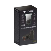V-TAC autós szivargyújtós gyorstöltő, Power Delivery, USB és Type-C csatlakozóval - SKU 7744