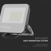 V-TAC B-széria LED reflektor 50W hideg fehér 185 Lm/W, fekete ház - SKU 9893