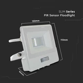 10W LED PIR Sensor Floodlight SAMSUNG CHIP White Body 6400K 1M Cable