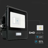 V-TAC beépített mozgásérzékelős LED reflektor 10W természetes fehér, fekete házzal - SKU 20257