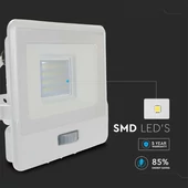V-TAC beépített mozgásérzékelős LED reflektor 20W természetes fehér, fehér házzal - SKU 20296