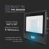 30W LED PIR Sensor Floodlight SAMSUNG CHIP Black Body 6400K 1M Cable