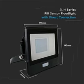 30W LED PIR Sensor Floodlight SAMSUNG CHIP Black Body 3000K