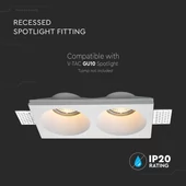 V-TAC beépíthető 2xGU10 LED gipsz spotlámpa keret, kettes keret - SKU 6762