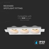 V-TAC beépíthető 3xGU10 LED gipsz spotlámpa keret, hármas keret - SKU 6765