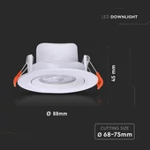 V-TAC billenthető, süllyeszthető 7W LED spot panel kerek, állítható színhőmérséklettel - SKU 23837