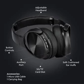 Bluetooth Wireless Headphone With Rotable Head 500mAh Black W/BAG