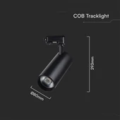 V-TAC COB LED sínes spotlámpa, 40W, 3in1 színhőmérséklet, fekete házzal - SKU 8842