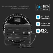 V-TAC csarnokvilágító LED lámpa dimmelhető 500W 120 Lm/W 120° hideg fehér - SKU 509