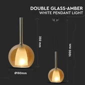 Pendant Light Modern Double Glass Amber+White Ф180мм
