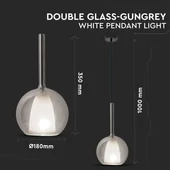Pendant Light Modern Double Glass Gungray+White Ф180мм