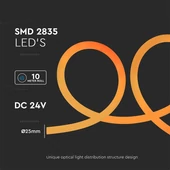 Tube LED Neon Flex, 12W/m, Amber, DC24V, 360°D