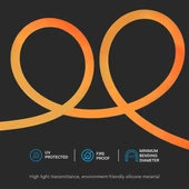 Tube LED Neon Flex, 12W/m, Amber, DC24V, 360°D