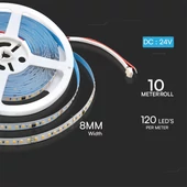 V-TAC DC24V hideg fehér futófény, SMD 2835, 120 LED/m, 10 méter/tekercs - SKU 23609