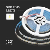 V-TAC DC24V hideg fehér futófény, SMD 2835, 120 LED/m, 10 méter/tekercs - SKU 23609