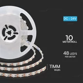 V-TAC DC24V LED szalag, SMD 2835, 48 LED/m lencsével, természetes fehér - SKU 23335