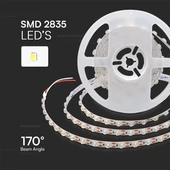 V-TAC DC24V LED szalag, SMD 2835, 48 LED/m lencsével, természetes fehér - SKU 23335